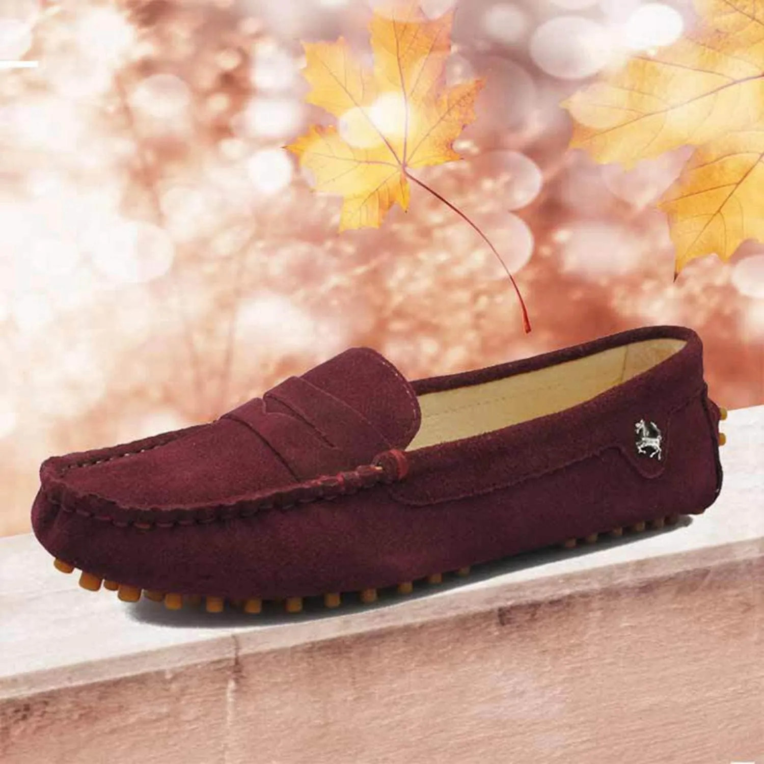 Minishion Women's Casual Loafers Suede Comfortable Driving Shoes YB9603