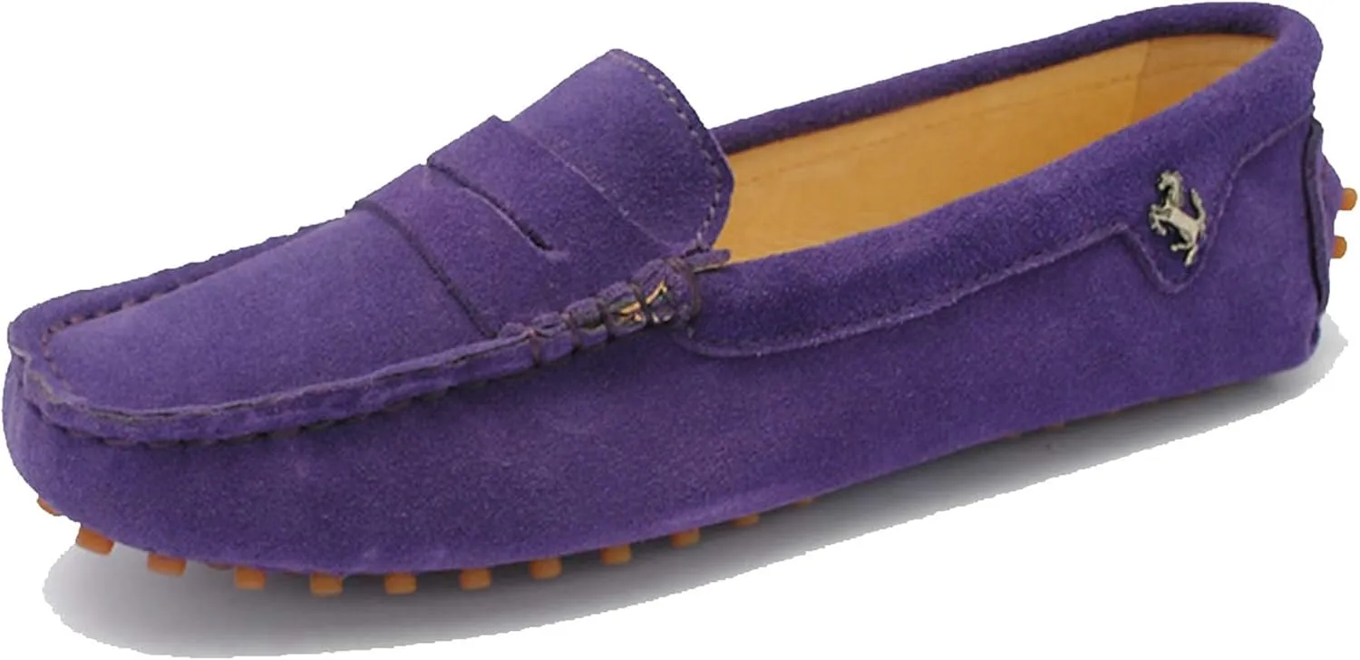 Minishion Women's Casual Loafers Suede Comfortable Driving Shoes YB9603