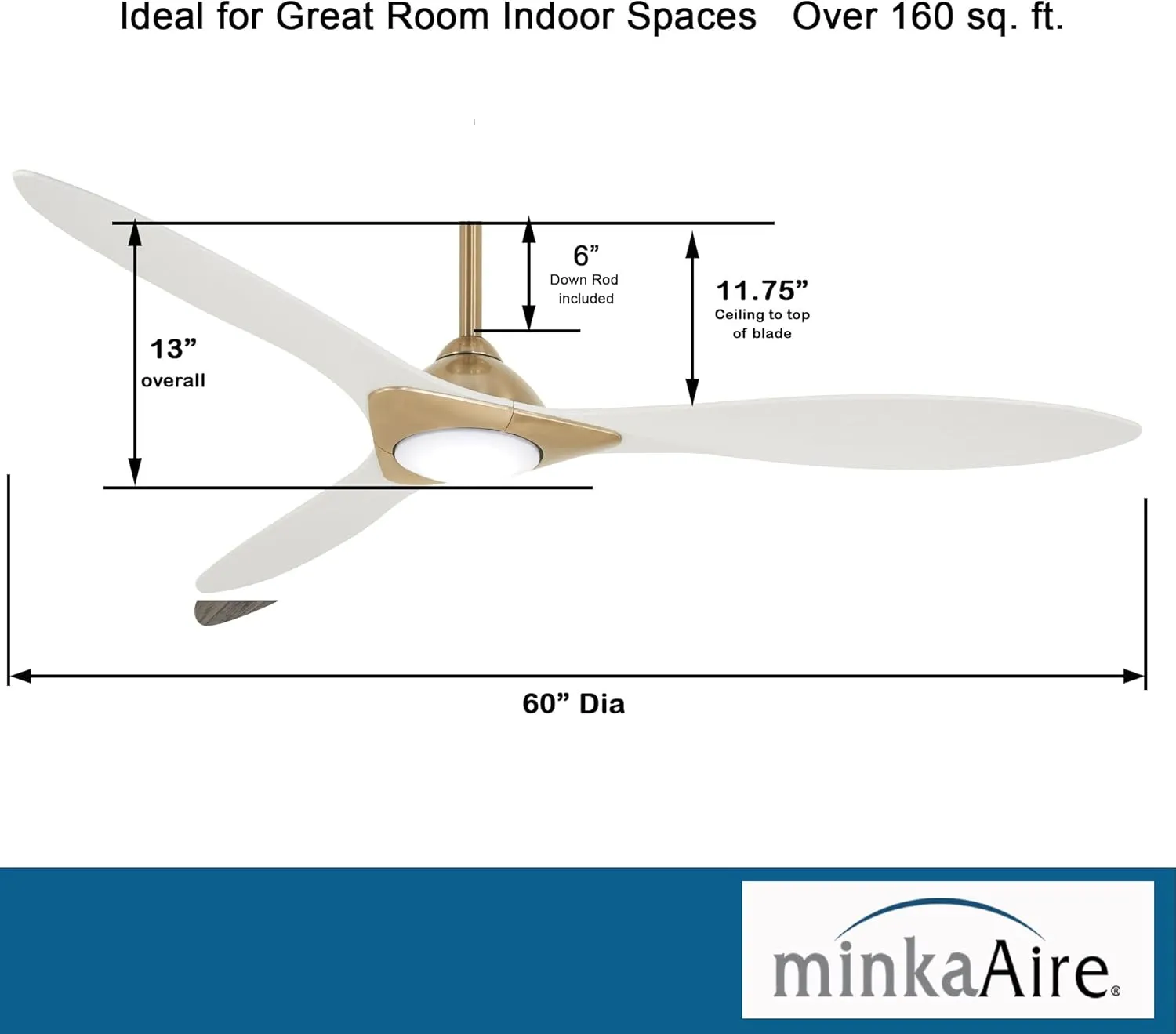 MINKA-AIRE CeilingF868 Ceiling Fan (Soft Brass/Flat White)