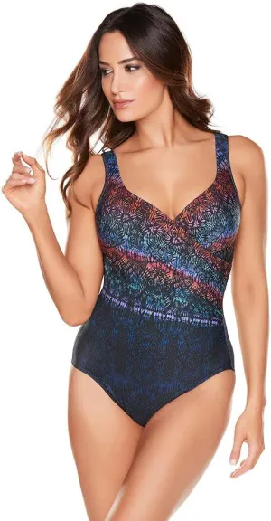Miraclesuit Women's Swimwear D-Cup Tramonto Belle It's a Wrap Tummy Control One Piece Swimsuit