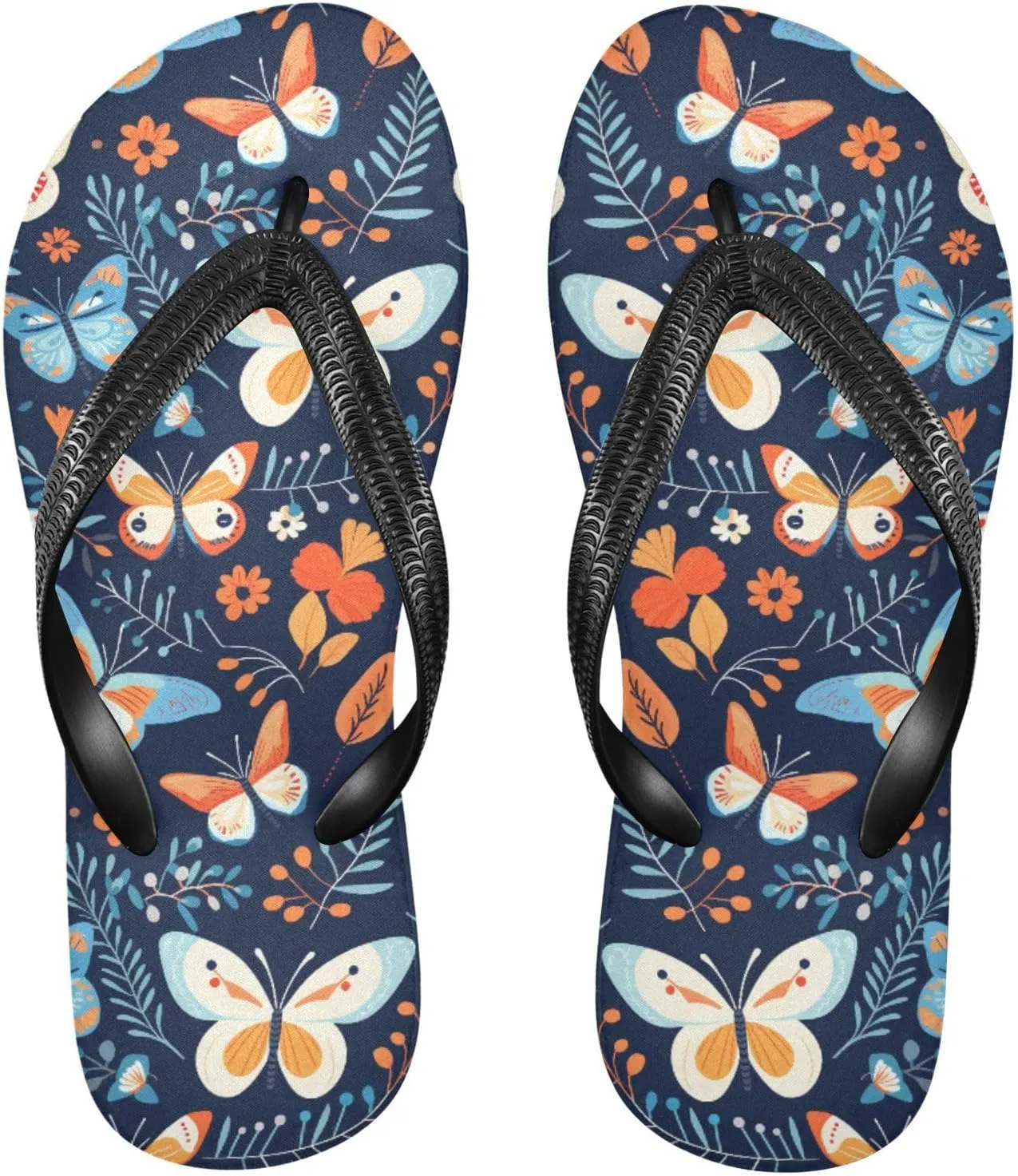 MNSRUU Flip Flops for Women Men Butterflies Flip Flops Womens Slides Men Sandals Shower Slippers Summer Non-Slip Flipflops for Swim Beach Bathroom, XS