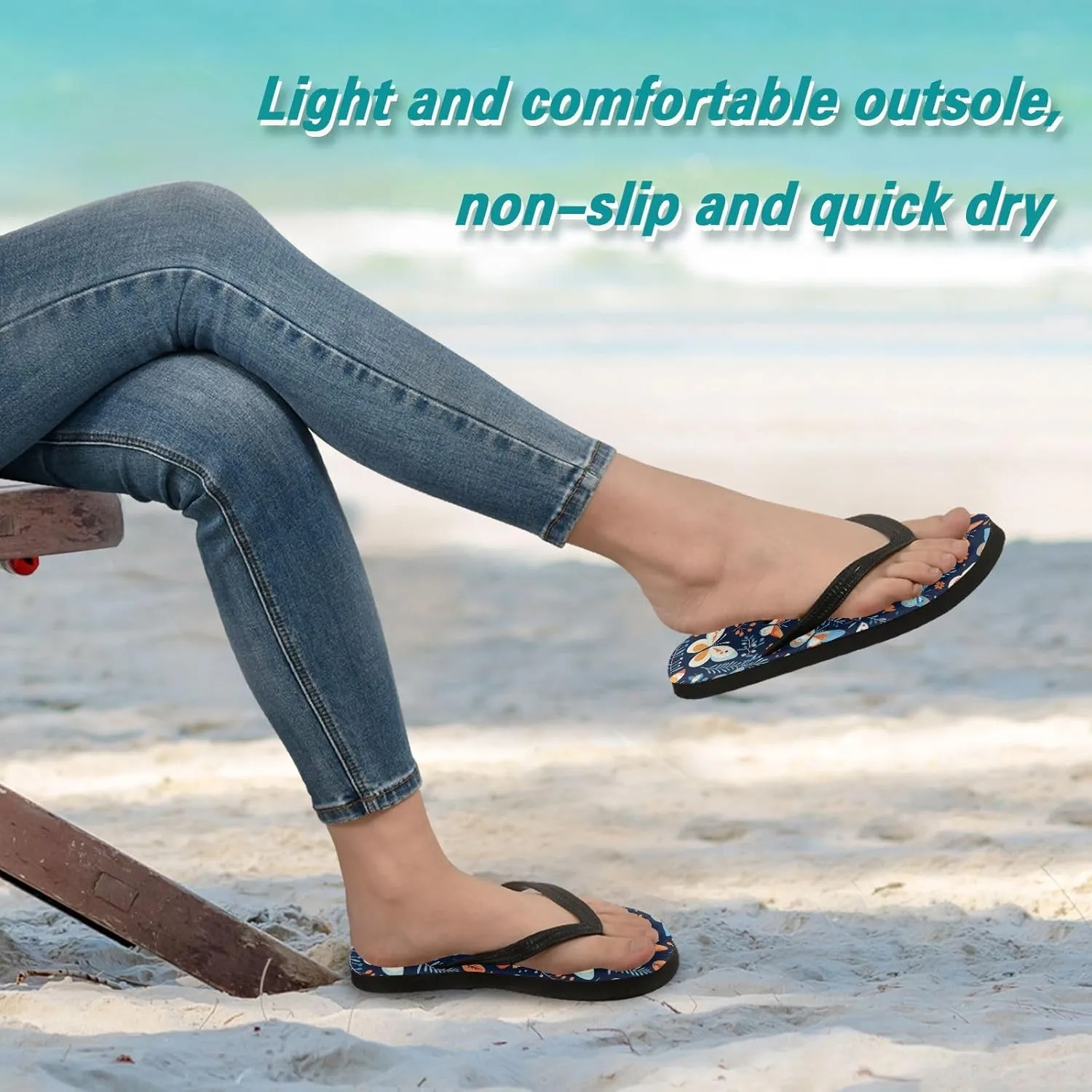 MNSRUU Flip Flops for Women Men Butterflies Flip Flops Womens Slides Men Sandals Shower Slippers Summer Non-Slip Flipflops for Swim Beach Bathroom, XS