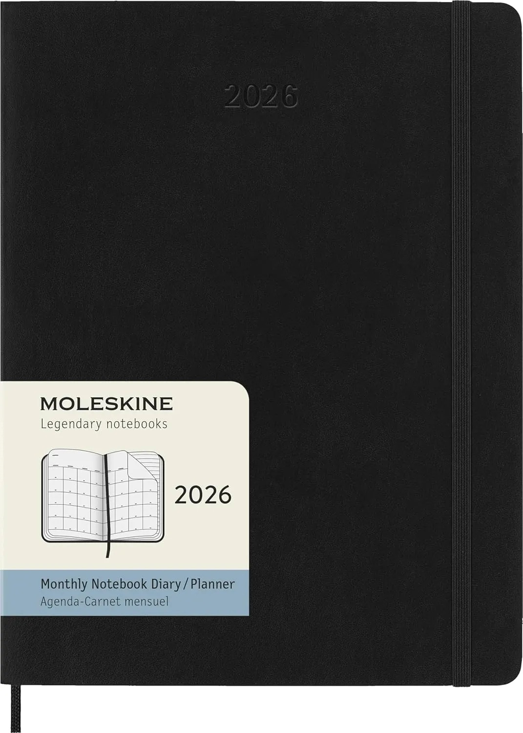 Moleskine Classic 12 Month 2026 Monthly Planner, Soft Cover, XL (7.5" x 9.75"), Black, 128 pages