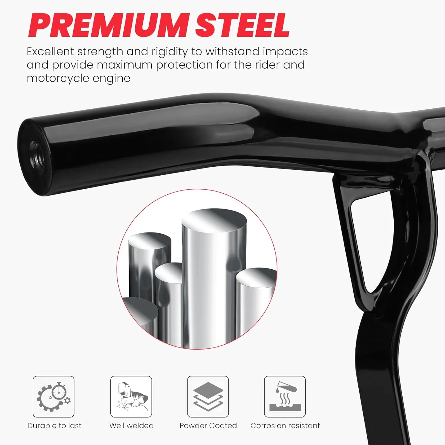 Motorcycle Engine Guard Crash Bar Compatible with Harley Davidson Touring Street Glide Road Glide Road King Electra Glide Ultra Limited Flat Out Bar Black 2014-2023