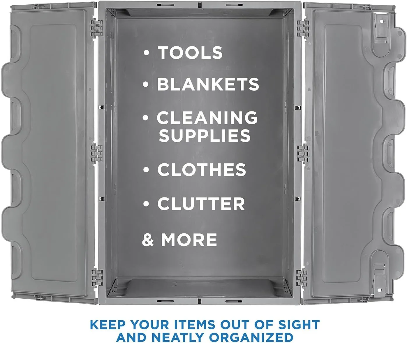 Mount-It! Collapsible Plastic Storage Crate, Folding and Stackable Utility Distribution Container with Attached Lid, 65L Liter Capacity, Pack of 1