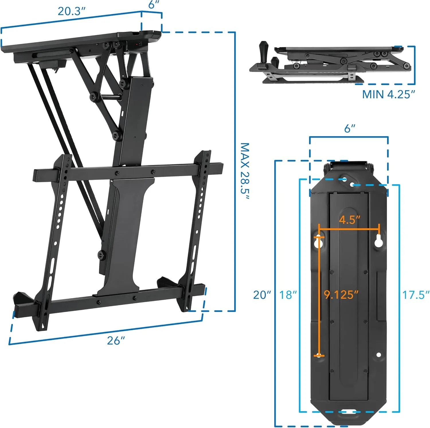 Mount-It! Motorized Ceiling TV Mount for 32 to 70 Inch TVs, Electric Flip Down TV Bracket with Remote and App Control, Drop Down Ceiling Mounting Bracket for Flat and Pitched Roofs, Holds Up to 77 lbs