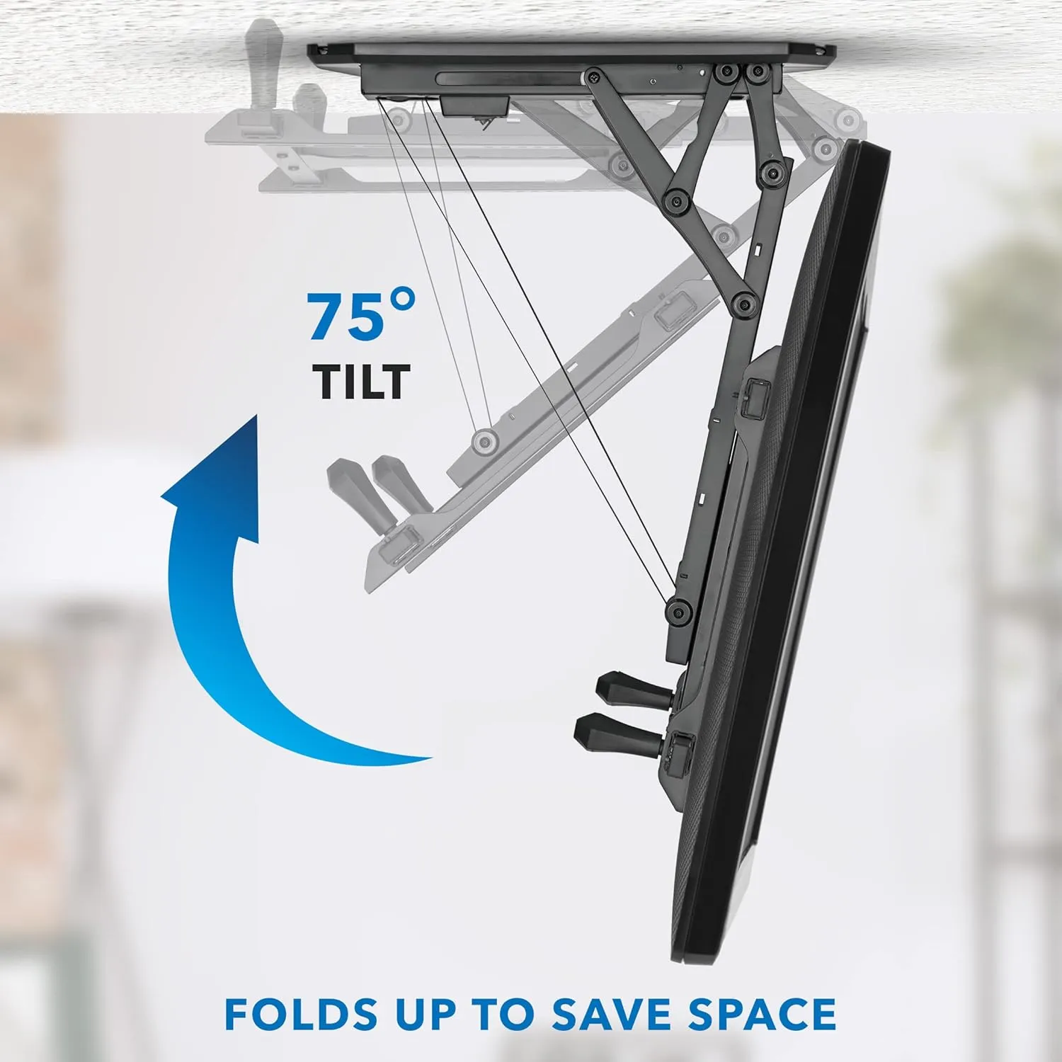 Mount-It! Motorized Ceiling TV Mount for 32 to 70 Inch TVs, Electric Flip Down TV Bracket with Remote and App Control, Drop Down Ceiling Mounting Bracket for Flat and Pitched Roofs, Holds Up to 77 lbs