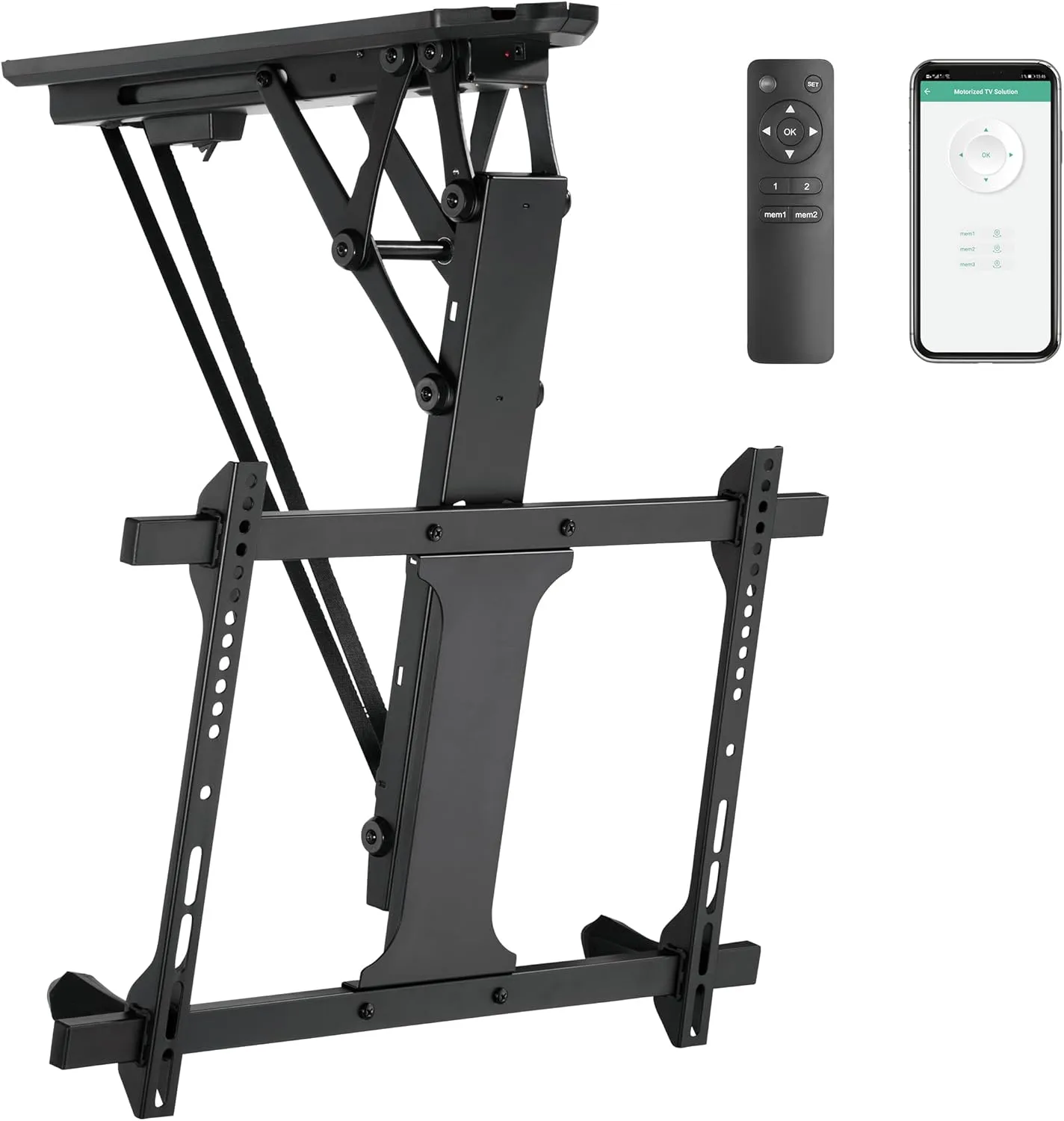 Mount-It! Motorized Ceiling TV Mount for 32 to 70 Inch TVs, Electric Flip Down TV Bracket with Remote and App Control, Drop Down Ceiling Mounting Bracket for Flat and Pitched Roofs, Holds Up to 77 lbs