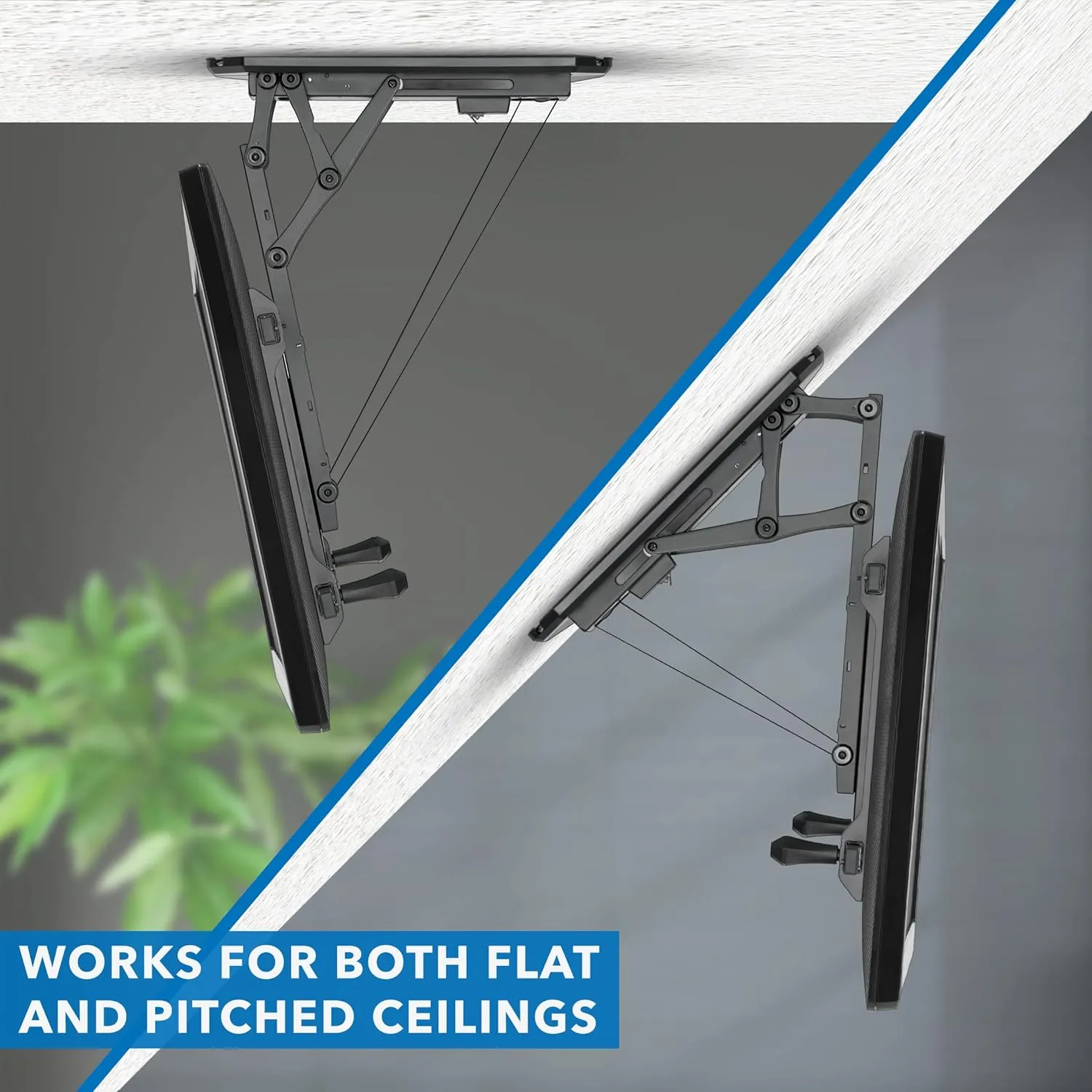 Mount-It! Motorized Ceiling TV Mount for 32 to 70 Inch TVs, Electric Flip Down TV Bracket with Remote and App Control, Drop Down Ceiling Mounting Bracket for Flat and Pitched Roofs, Holds Up to 77 lbs