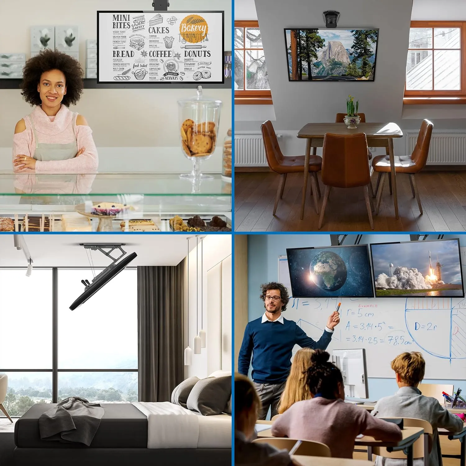 Mount-It! Motorized Ceiling TV Mount for 32 to 70 Inch TVs, Electric Flip Down TV Bracket with Remote and App Control, Drop Down Ceiling Mounting Bracket for Flat and Pitched Roofs, Holds Up to 77 lbs