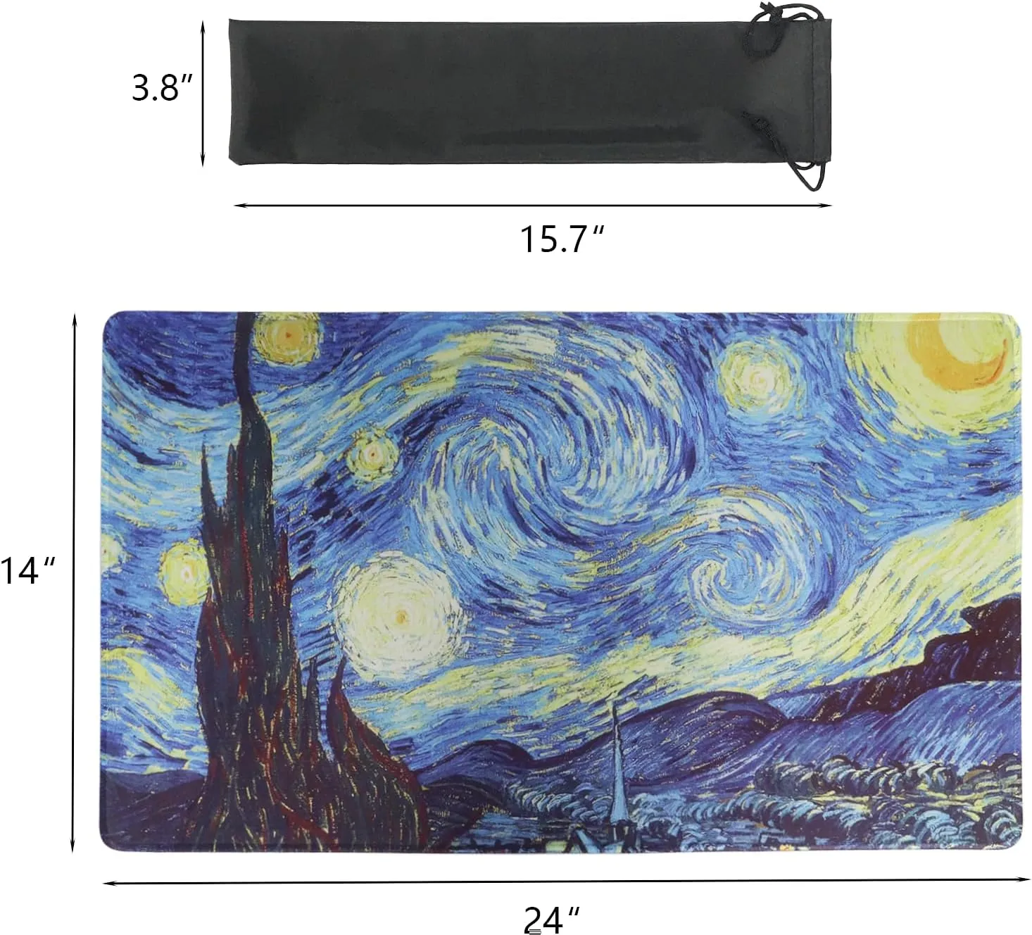 MTG Playmat 24 x 14 Inches, Non-Slip Rubber Card Game Playmats with Storage Bag, TCG Playmat Mouse Pad, Starry