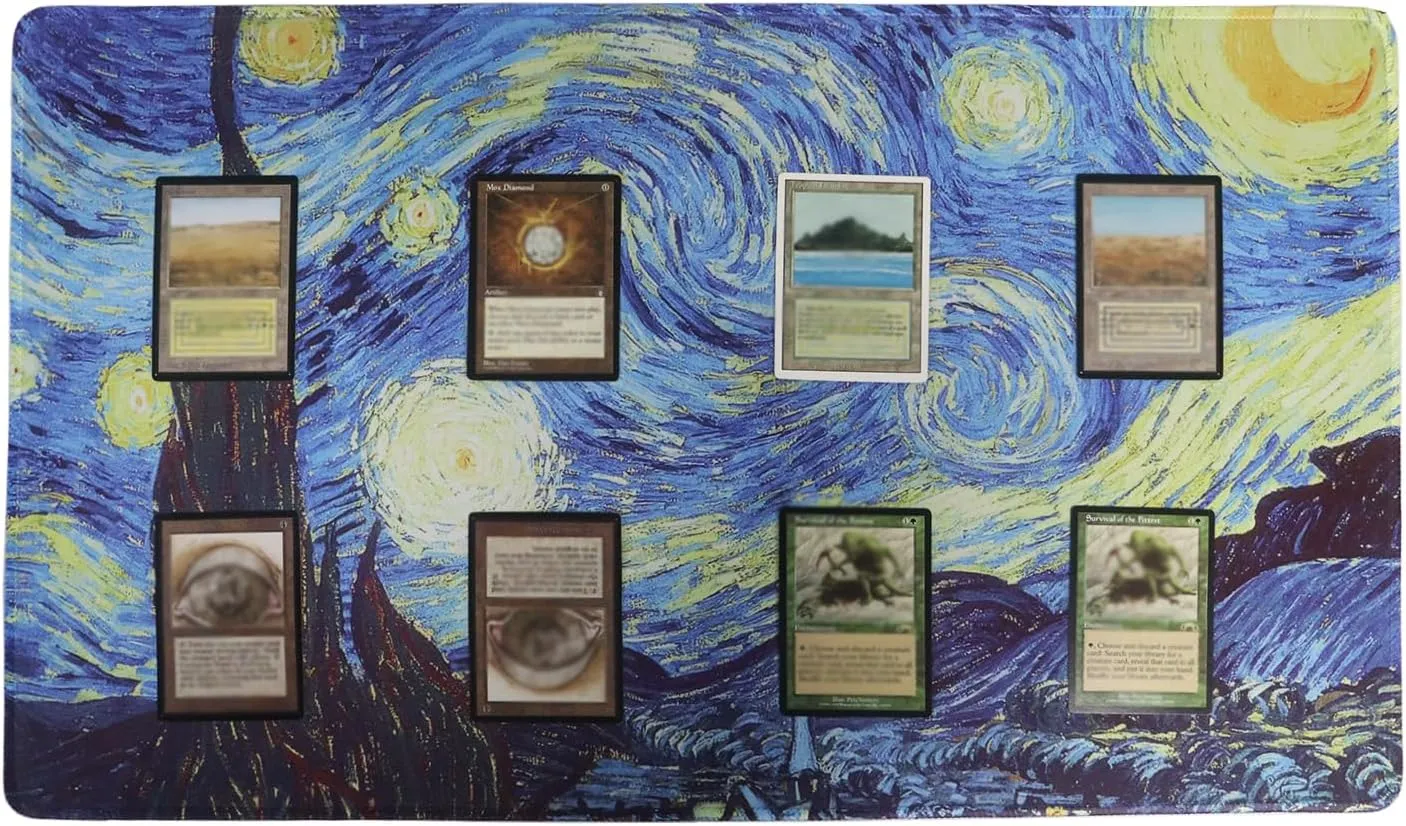 MTG Playmat 24 x 14 Inches, Non-Slip Rubber Card Game Playmats with Storage Bag, TCG Playmat Mouse Pad, Starry