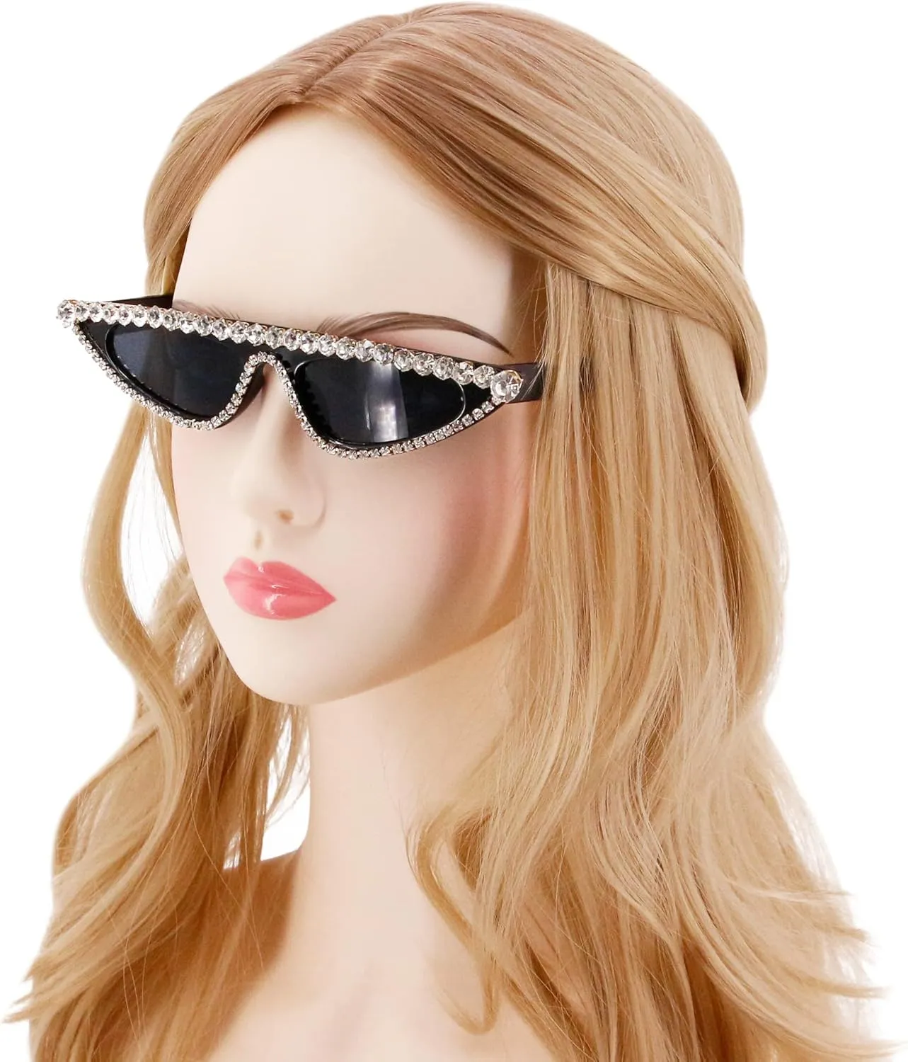 Naimo Vintage Retro Sparkling Crystal Cat Eye Sunglasses UV Protection Rhinestone Frame Glasses for Women Black