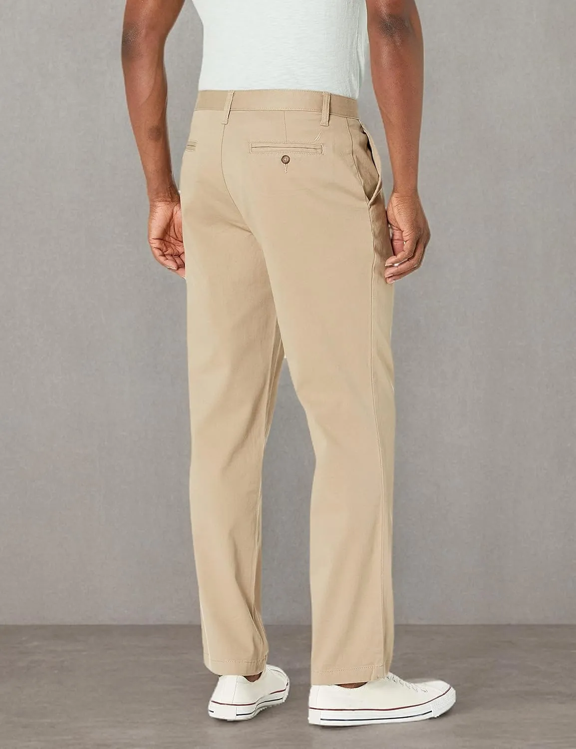 Nautica Men's Classic Fit Flat Front Stretch Solid Chino Deck Pant