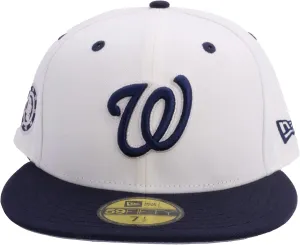 New Era MLB 59FIFTY Cooperstown Authentic Collection Chrome Fitted Hat (7 5/8, Washington Nationals White Black Cooperstown)