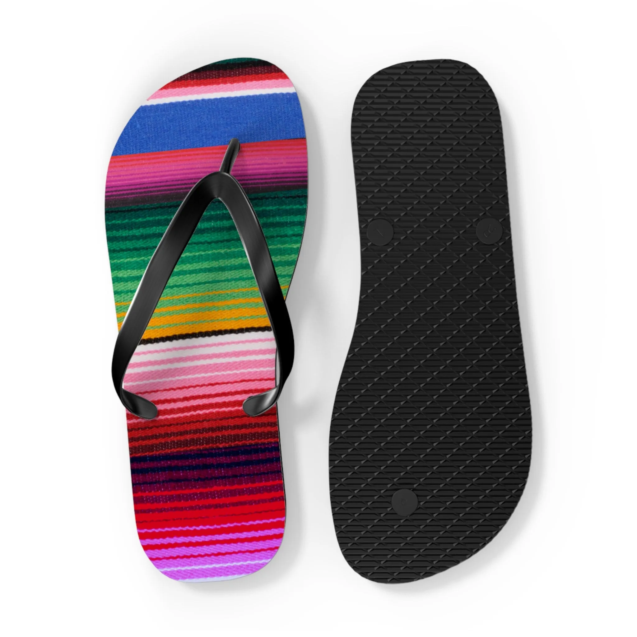 new Serape Olé FLIP FLOPS waterproof Mexican striped slip-on sandals womens sz 7 8 9 10 11 Shore And Skyline La Bamba Swim Beach Pool Line