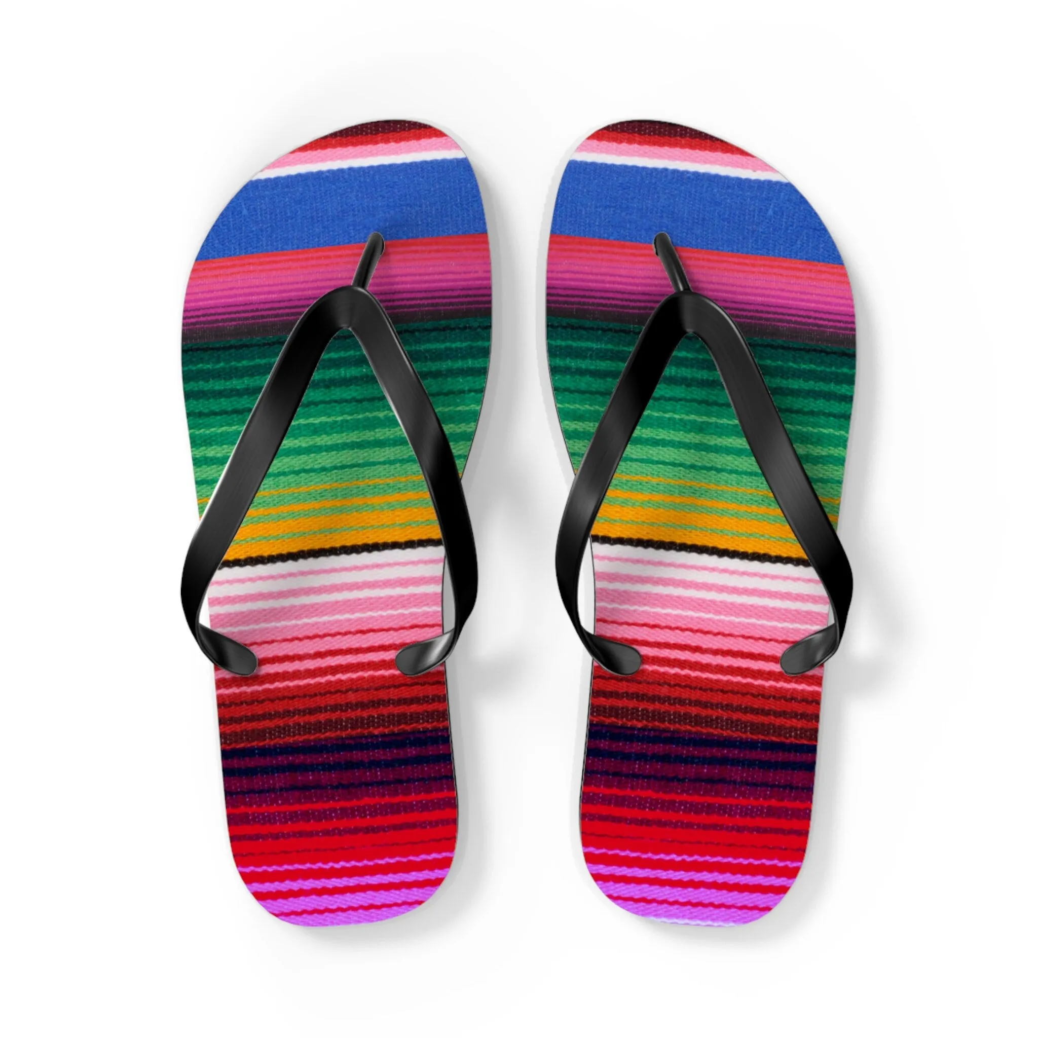 new Serape Olé FLIP FLOPS waterproof Mexican striped slip-on sandals womens sz 7 8 9 10 11 Shore And Skyline La Bamba Swim Beach Pool Line