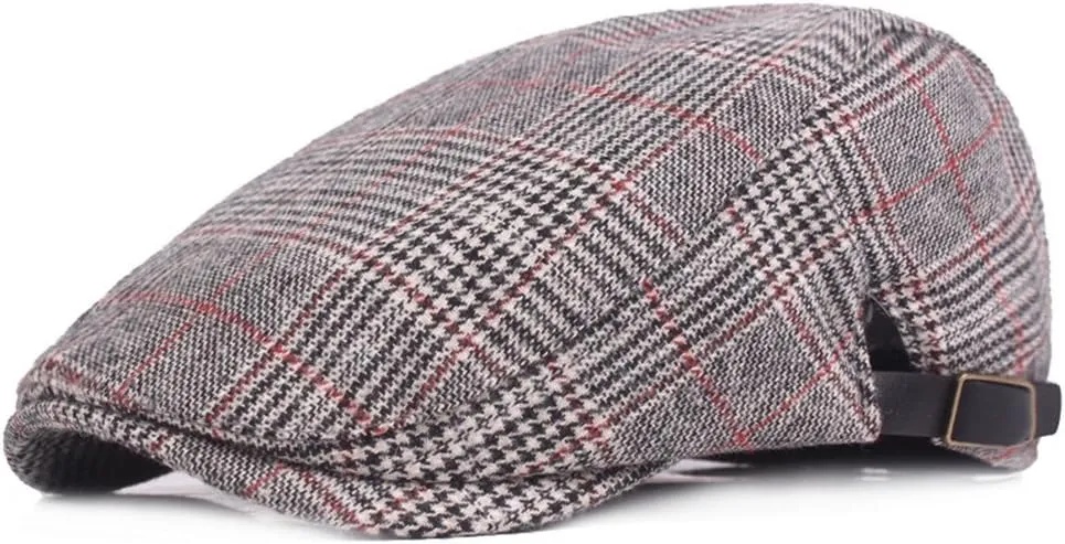 Newsboy Cap Beret Men Women Flat Caps Summer Cotton Plaid Hat Outdoors