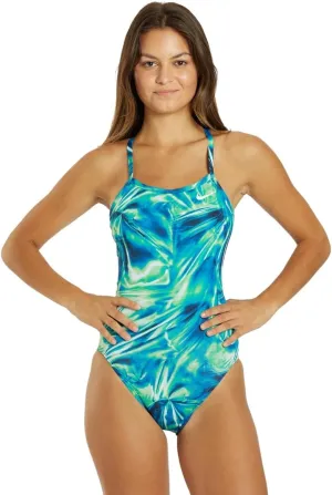 Nike Women's HydraStrong Solar Rise Fastback One Piece Swimsuit Blue Green,32