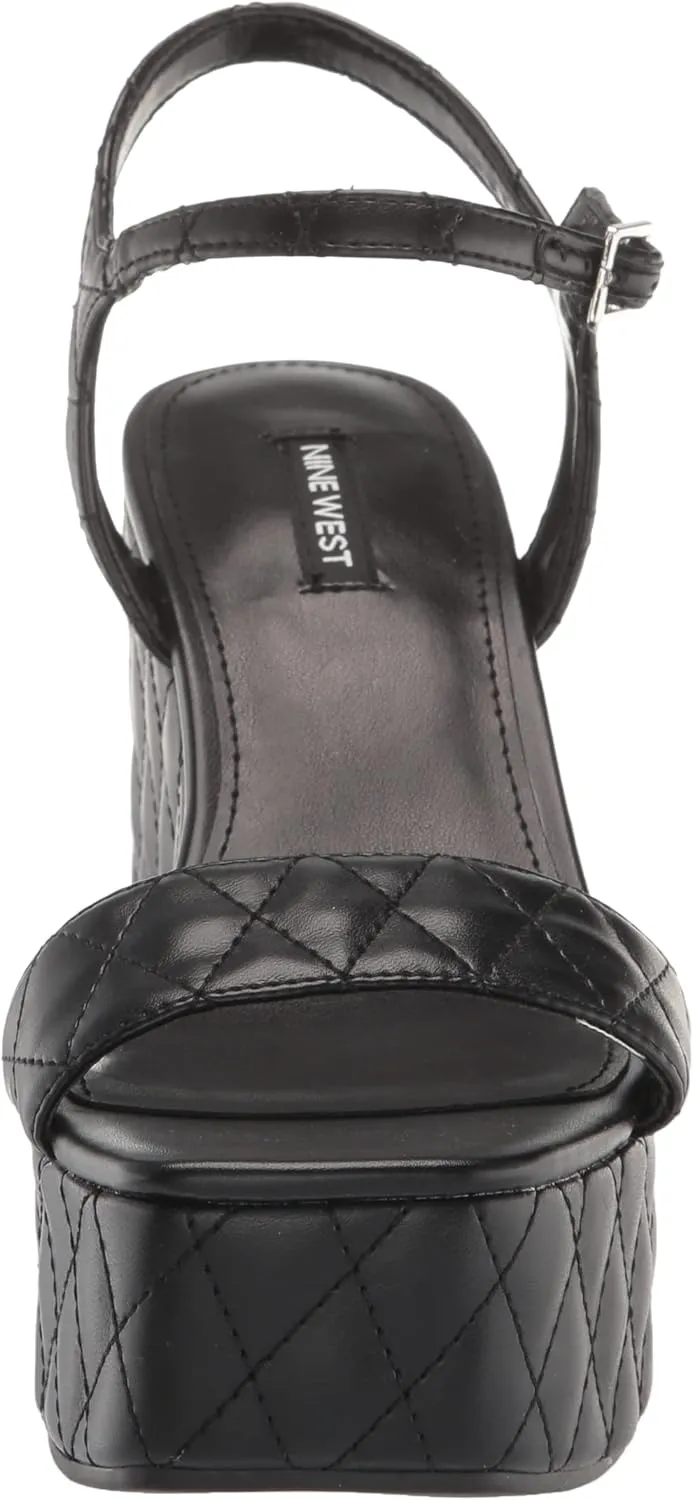 Nine West Women's Nila Squared Open Toe Platform Wedge Sandal