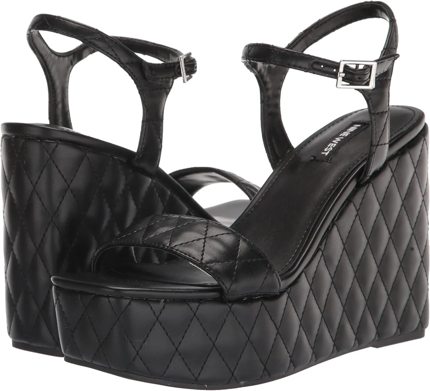 Nine West Women's Nila Squared Open Toe Platform Wedge Sandal