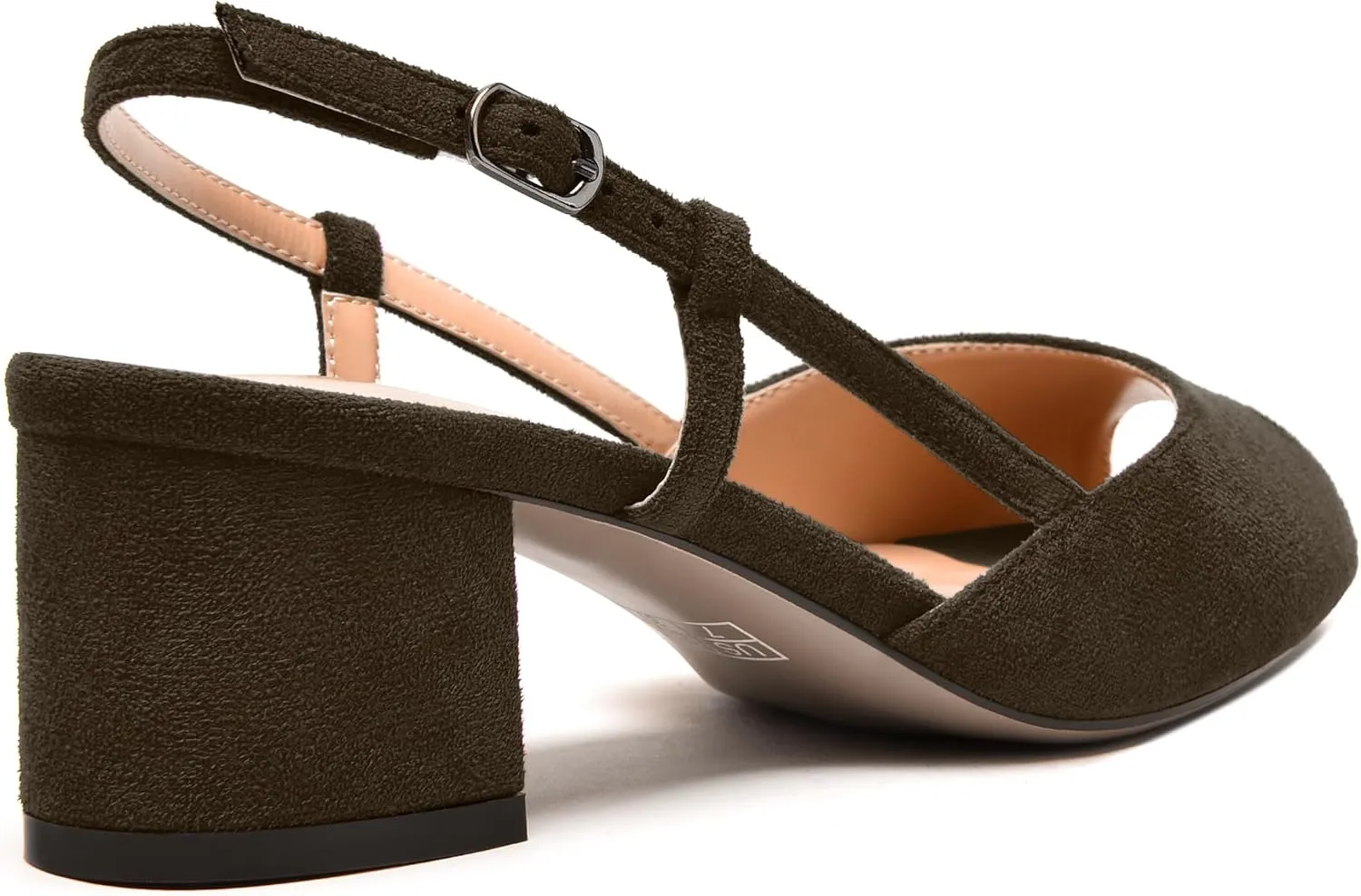 NUMALEO Womens Party Suede Buckle Comfortable Slingback Peep Toe Sexy Chunky Low Heel Pumps Shoes 2 Inch