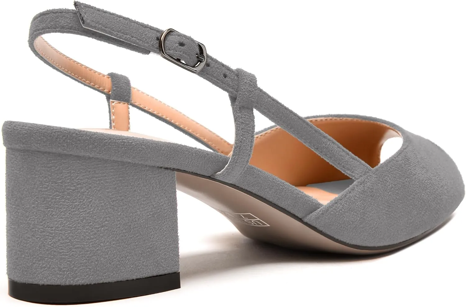 NUMALEO Womens Party Suede Buckle Comfortable Slingback Peep Toe Sexy Chunky Low Heel Pumps Shoes 2 Inch