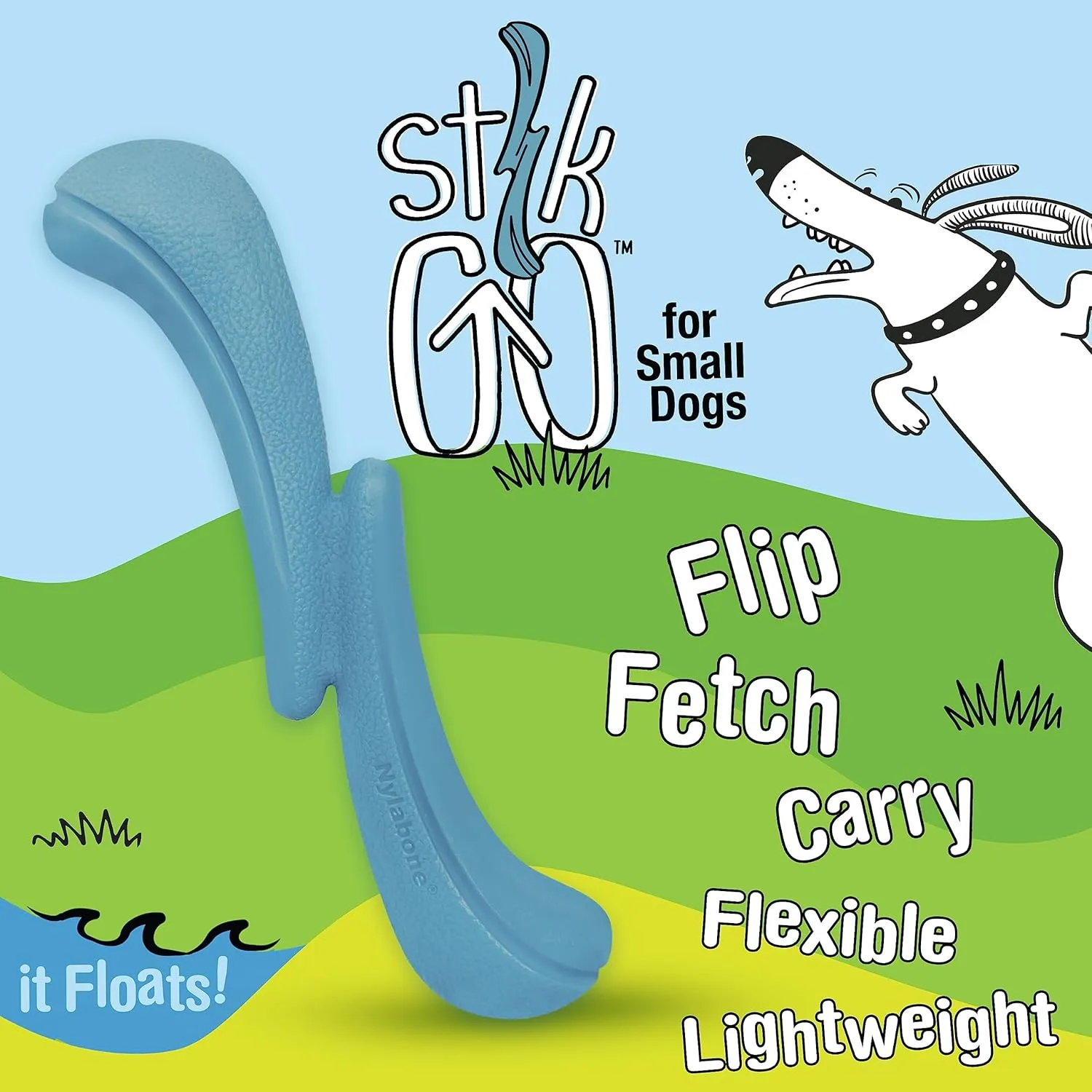 Nylabone Stik-GO Interactive Dog Toy for Small Dogs - Lightweight Flexible Floatable Dog Fetch Toy for Creative Play & Dog Exercise (1 Count)