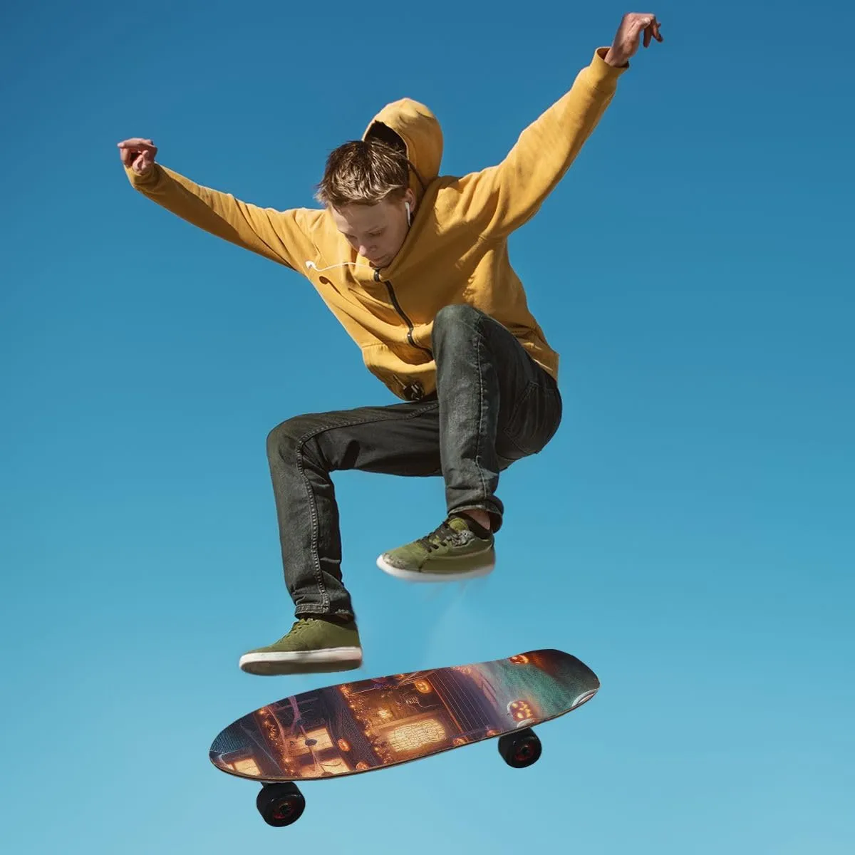 ODAWA House with Lanterns Skateboard Grip Tape Bubble Free Waterproof Scooter Grip Tape Longboard Skateboard Grip Tape Sheet 9.1 x 33.1 Inch