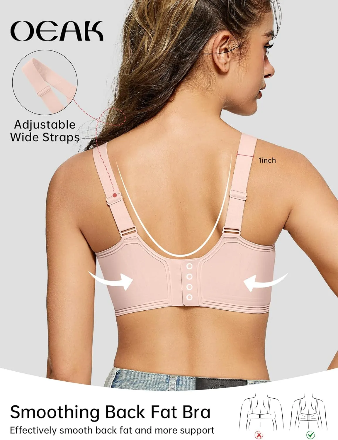 OEAK Womens Seamless Push Up Bras No Underwire Full Coverage Comfortable Bra V Neck Bralettes Wireless Everyday Bra