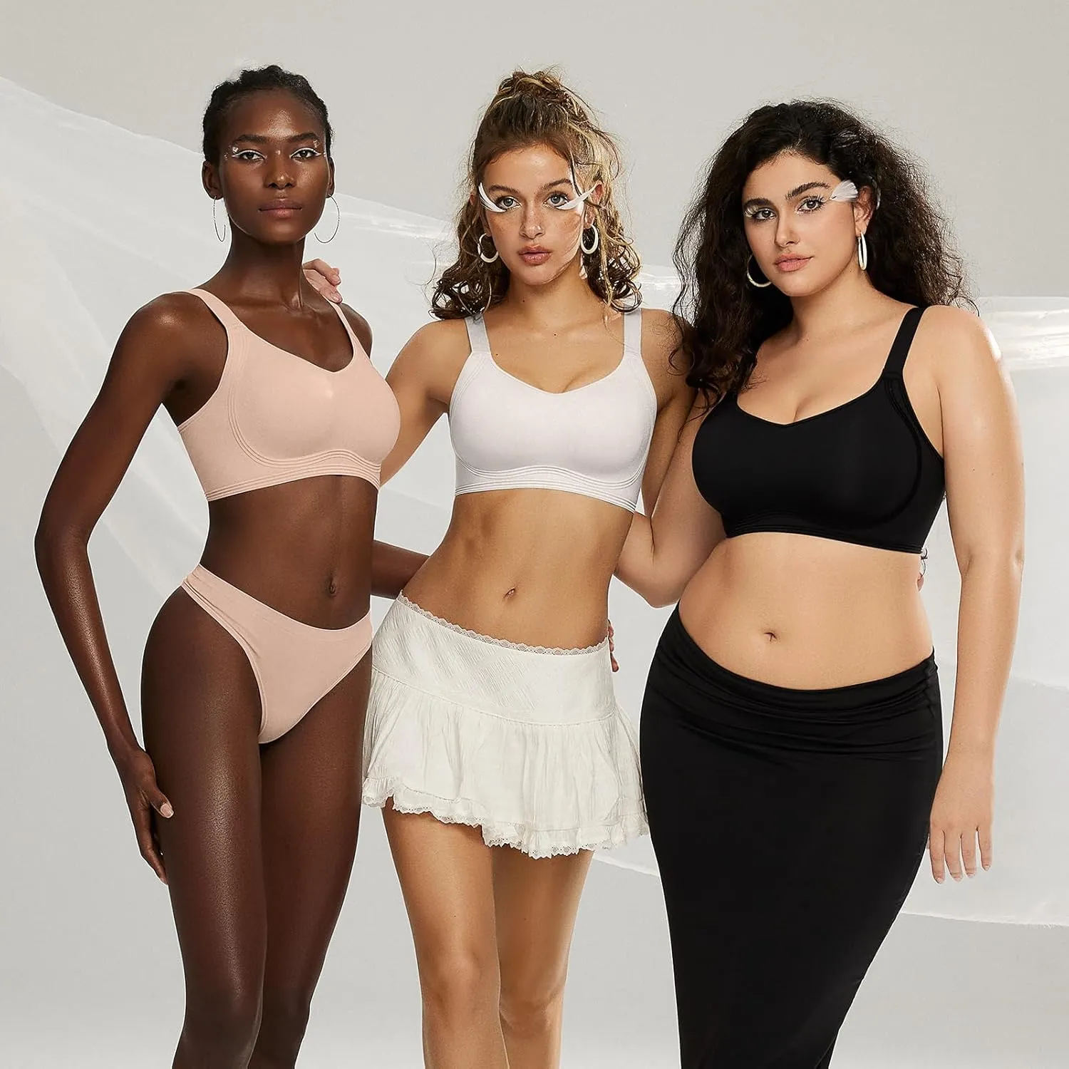 OEAK Womens Seamless Push Up Bras No Underwire Full Coverage Comfortable Bra V Neck Bralettes Wireless Everyday Bra