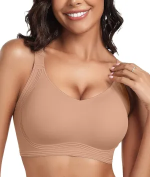 OEAK Womens Seamless Push Up Bras No Underwire Full Coverage Comfortable Bra V Neck Bralettes Wireless Everyday Bra