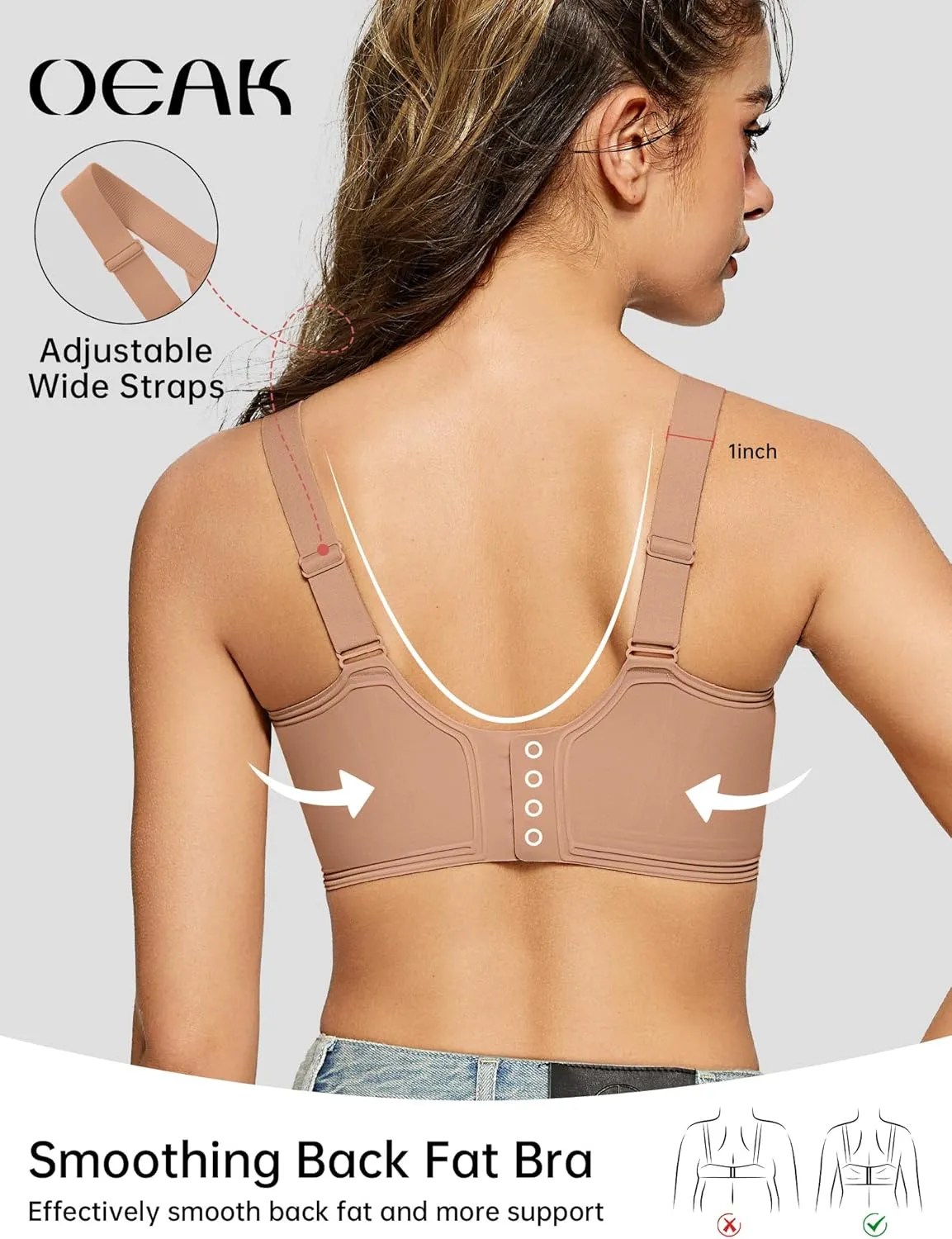 OEAK Womens Seamless Push Up Bras No Underwire Full Coverage Comfortable Bra V Neck Bralettes Wireless Everyday Bra