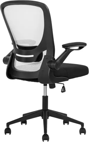 Office Chair Desk Computer Chair with Lumbar Support Flip-up Arms Swivel Rolling Executive Task Mesh Adjustable Ergonomic for Adults(White)