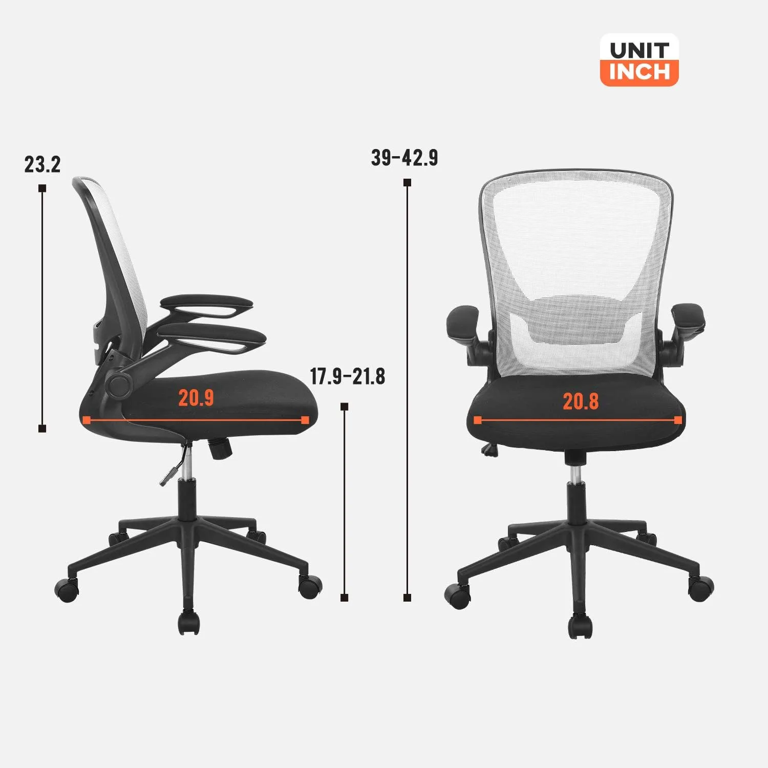 Office Chair Desk Computer Chair with Lumbar Support Flip-up Arms Swivel Rolling Executive Task Mesh Adjustable Ergonomic for Adults(White)
