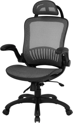 Office Chair Ergonomic Desk Chair Mesh Computer Chair with Lumbar Support Headrest Flip UP Arms Rolling Swivel Adjustable Task Chair for Adults,Grey