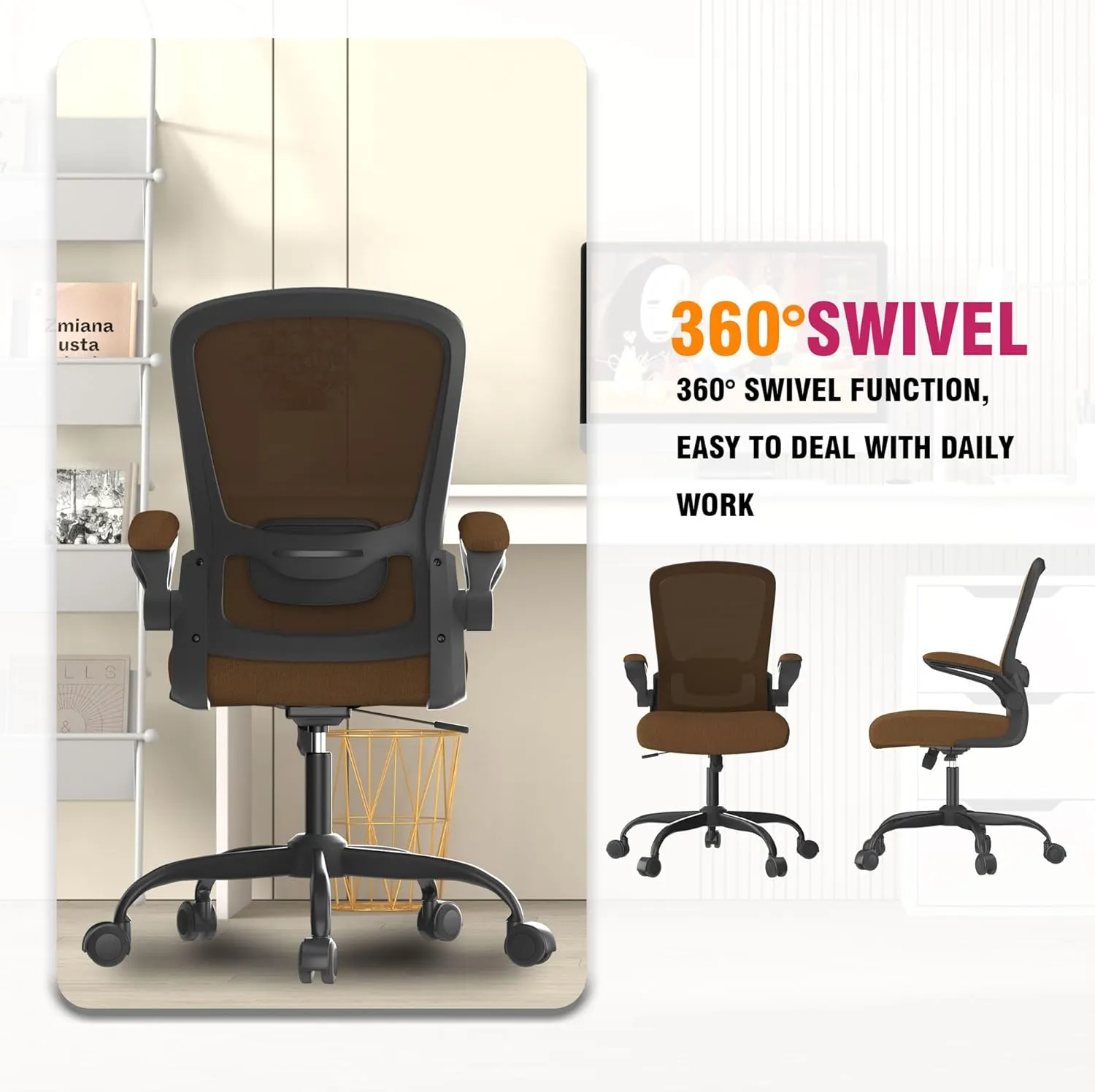 Office Chair, Ergonomic Desk Chair with Adjustable Lumbar Support, High Back Mesh Computer Chair with Flip-up Armrests-BIFMA Passed Task Chairs, Executive Chair for Home Office