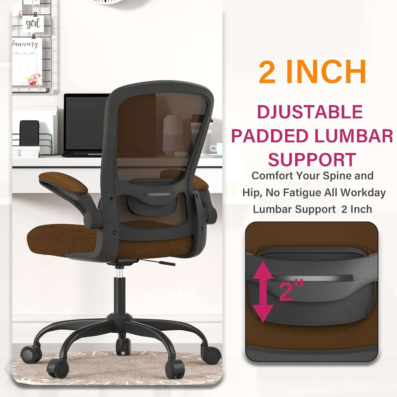 Office Chair, Ergonomic Desk Chair with Adjustable Lumbar Support, High Back Mesh Computer Chair with Flip-up Armrests-BIFMA Passed Task Chairs, Executive Chair for Home Office