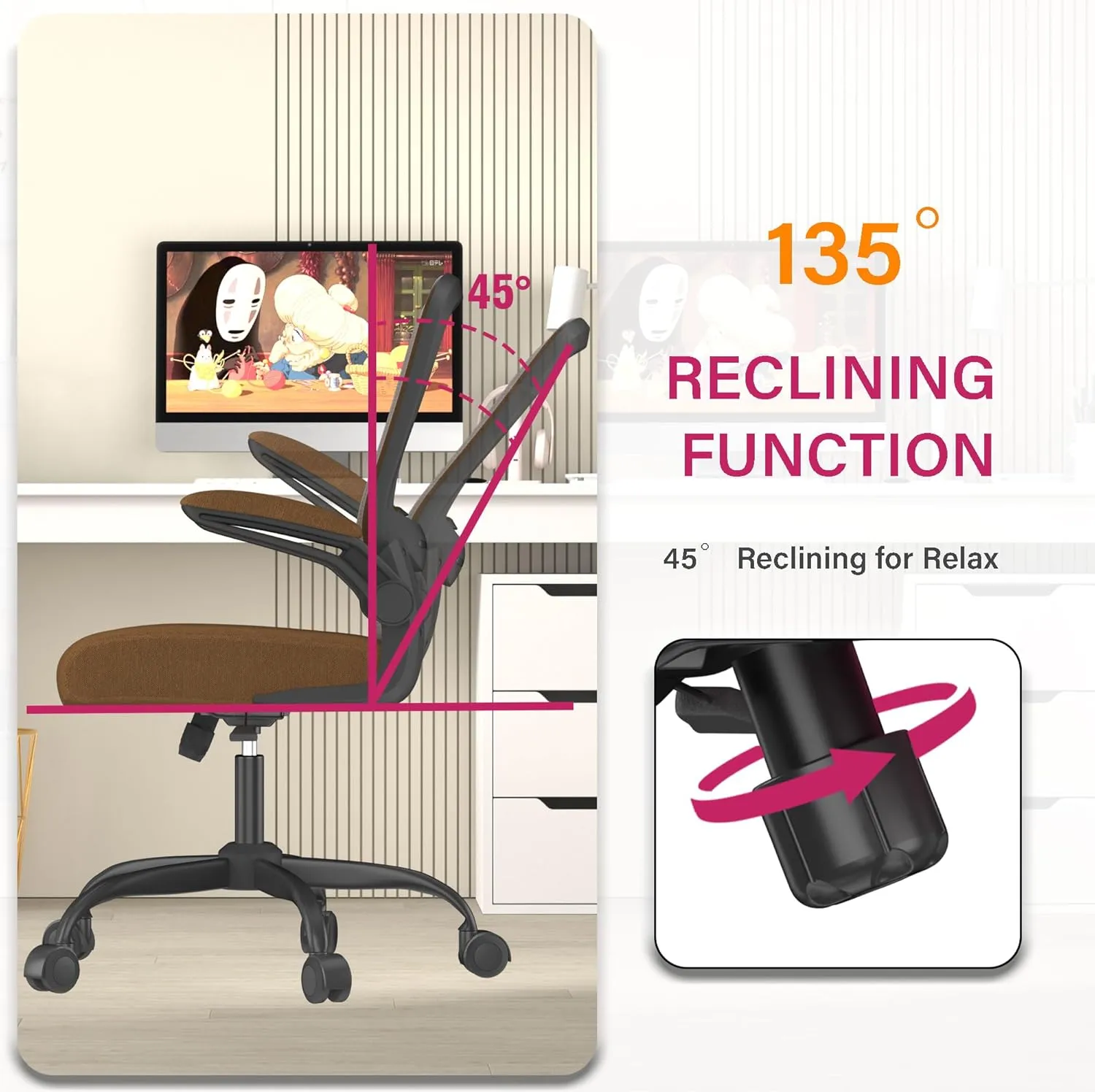 Office Chair, Ergonomic Desk Chair with Adjustable Lumbar Support, High Back Mesh Computer Chair with Flip-up Armrests-BIFMA Passed Task Chairs, Executive Chair for Home Office