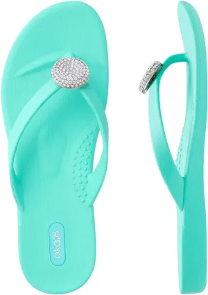 Oka-B Women's Lucky Rhinestone Flip Flop Sandal