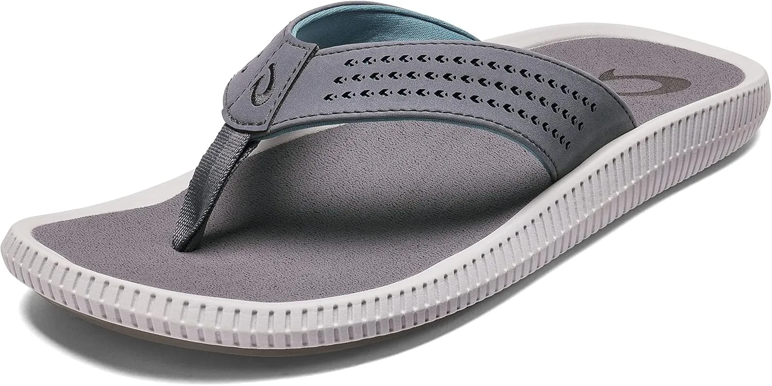 OLUKAI Ulele Men's Beach Sandals, Water Resistant Flip Flops, Arch Support & Comfort Fit, Lightweight & Durable, Enhanced Grip & Traction