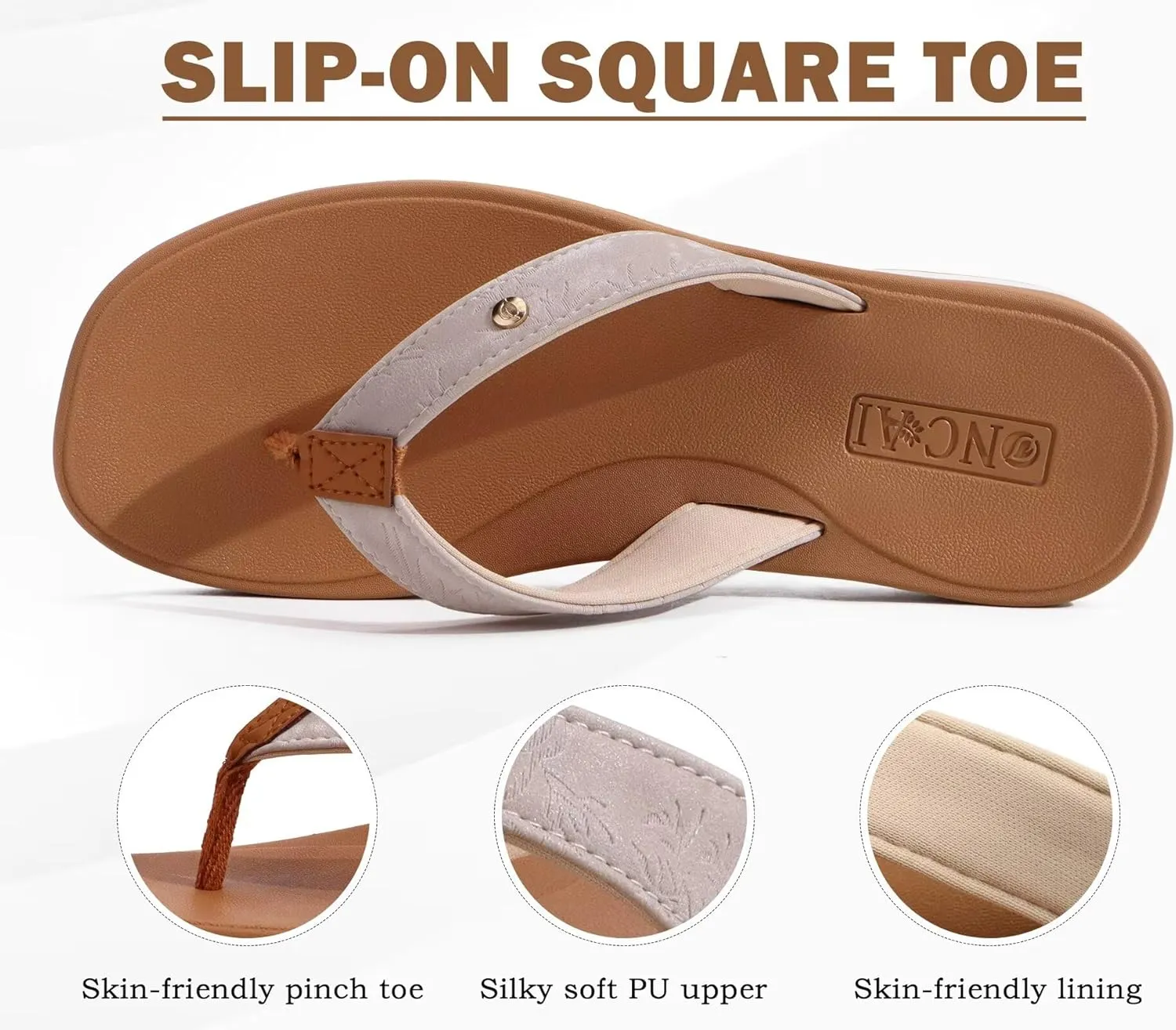ONCAI Womens Cushion Flip Flops Women's Soft Comfortable Flip Flop Fashion Summer Beach Cute Lightweight Sandals for Woman Size 6-11