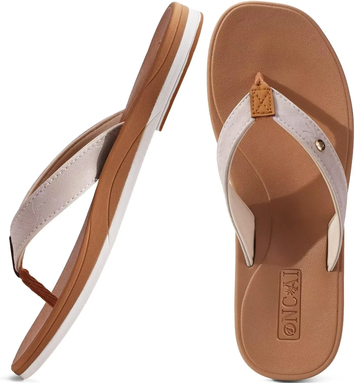 ONCAI Womens Cushion Flip Flops Women's Soft Comfortable Flip Flop Fashion Summer Beach Cute Lightweight Sandals for Woman Size 6-11