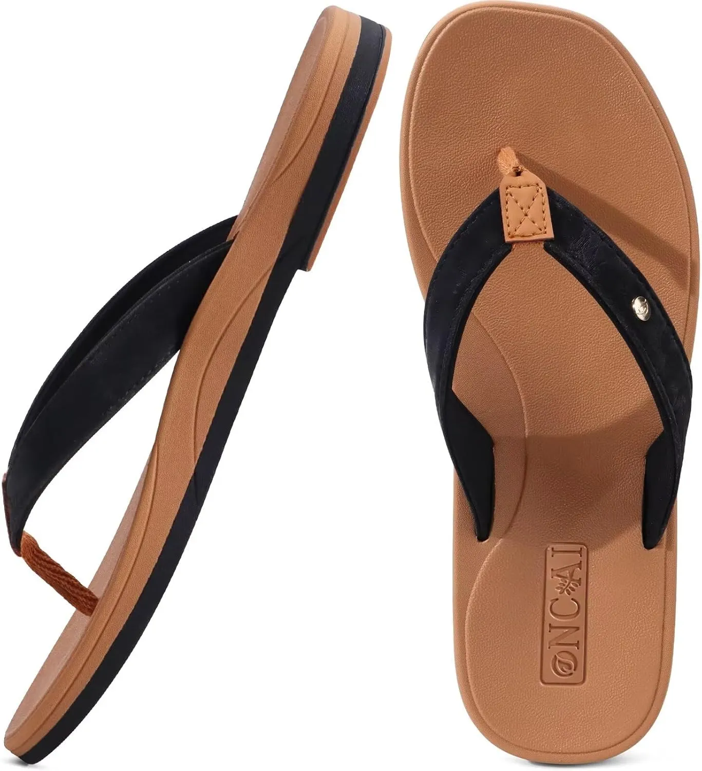 ONCAI Womens Cushion Flip Flops Women's Soft Comfortable Flip Flop Fashion Summer Beach Cute Lightweight Sandals for Woman Size 6-11