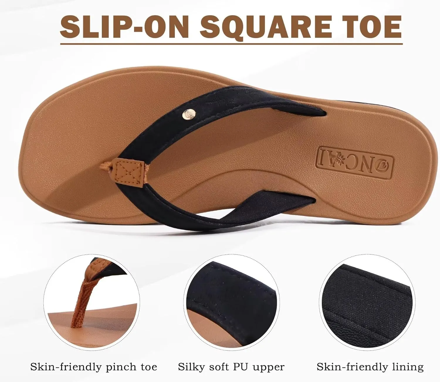 ONCAI Womens Cushion Flip Flops Women's Soft Comfortable Flip Flop Fashion Summer Beach Cute Lightweight Sandals for Woman Size 6-11
