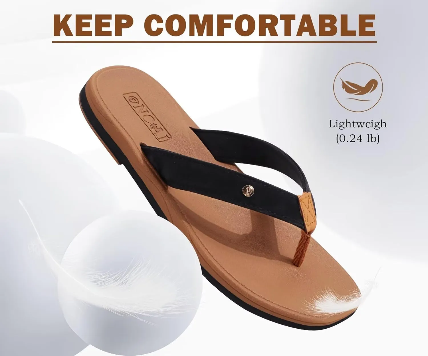 ONCAI Womens Cushion Flip Flops Women's Soft Comfortable Flip Flop Fashion Summer Beach Cute Lightweight Sandals for Woman Size 6-11