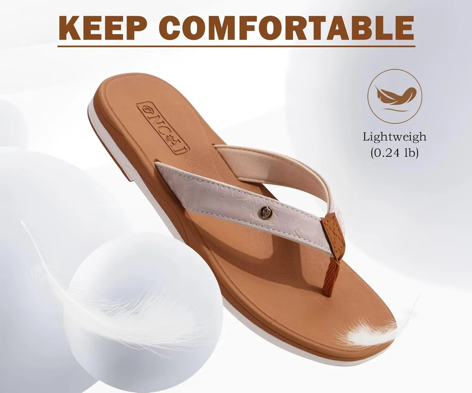 ONCAI Womens Cushion Flip Flops Women's Soft Comfortable Flip Flop Fashion Summer Beach Cute Lightweight Sandals for Woman Size 6-11