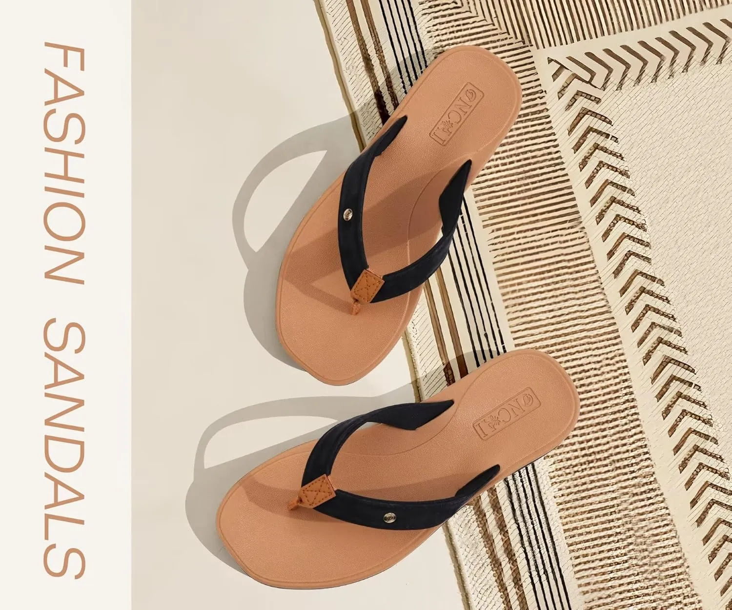 ONCAI Womens Cushion Flip Flops Women's Soft Comfortable Flip Flop Fashion Summer Beach Cute Lightweight Sandals for Woman Size 6-11