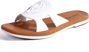ONCAI Women's Flat Sandals Fashion Square Open Toe Slide Dressy Sandals for Woman Soft Cushion Vegan Comfortable Summer Slip On Casual Walking Outdoor Ladies Sandal Non Slip Rubber Sole Size 6-11 US