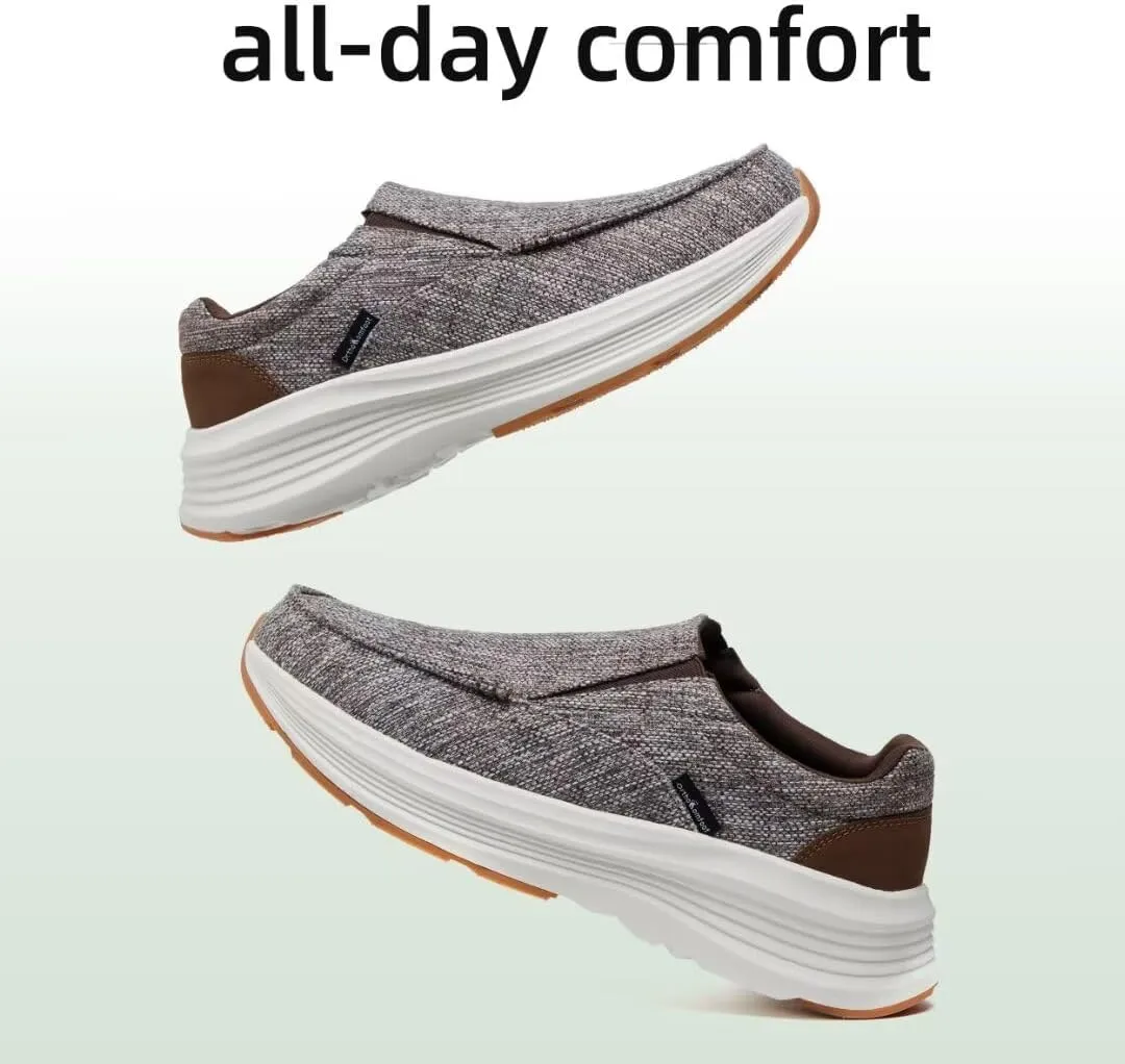 OrthoComfoot Men's Orthopedic Outdoor Slip-On Loafers Walking Shoes: Arch Support Plantar Fasciitis Sneakers, Comfort Classic Canvas Shoes for Foot and Heel Pain